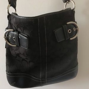 Black Coach Leather Canvas Signature Bag Purse